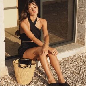 Bembien Solana Tote Black and Tan Raffia Women's Tote Bag